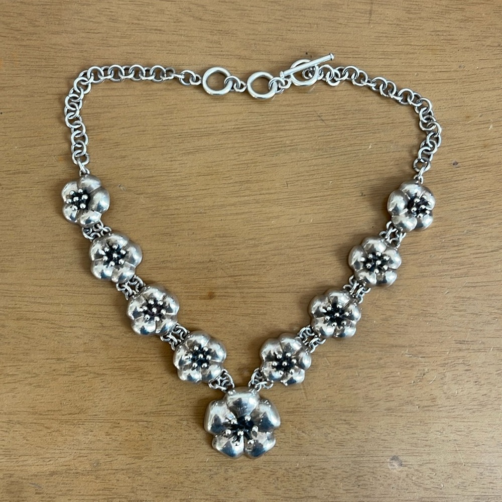 CIL Mexico 925 solid Sterling Silver Hibiscus Flower Necklace